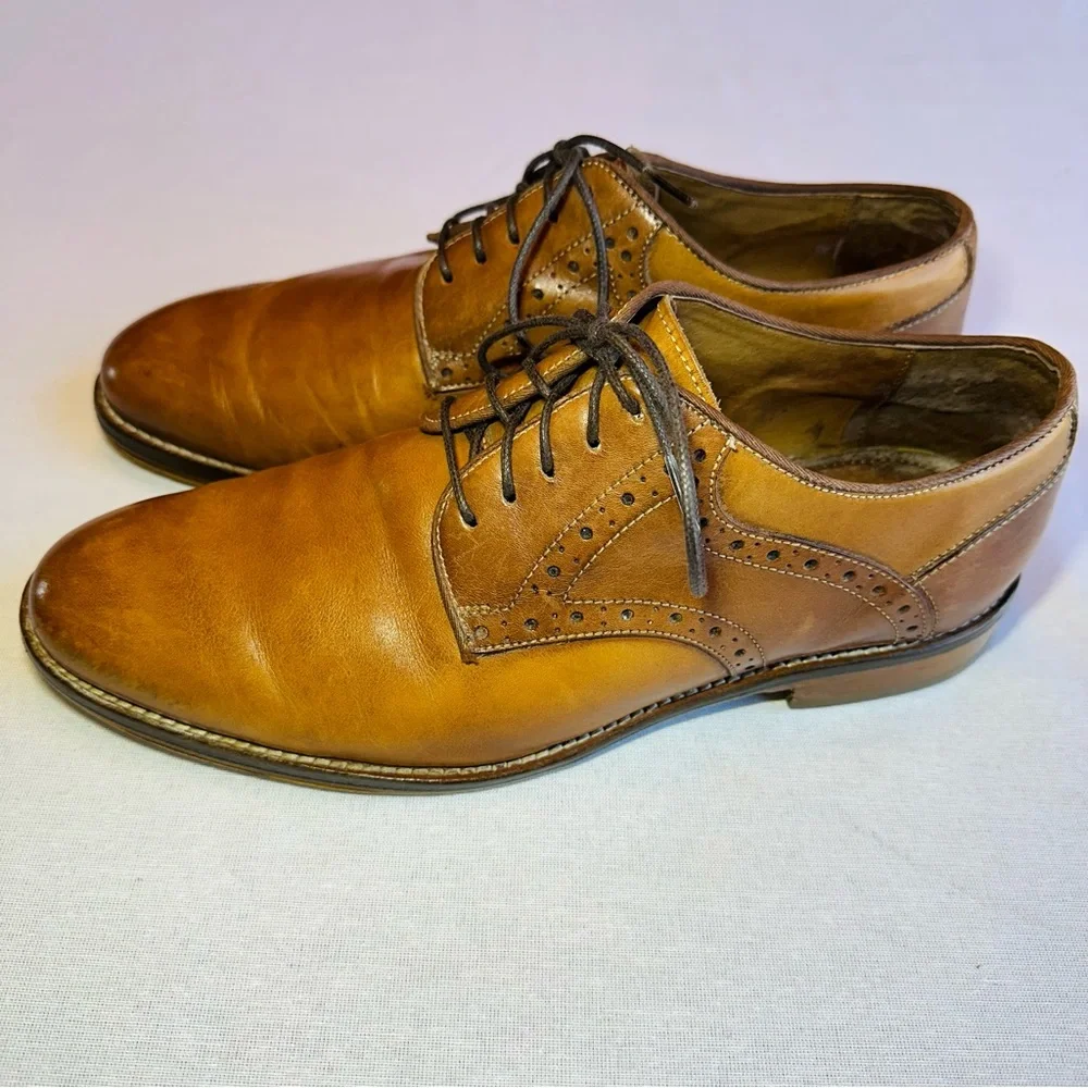 JOHNSTON & MURPHY BROWN LEATHER MENS OXFORD DRESS SHOE : GOOD COND